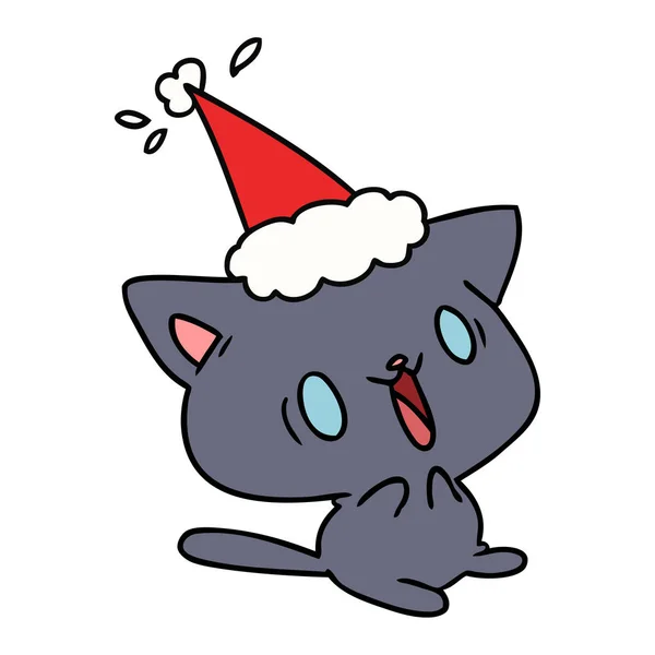 귀여운 고양이의 크리스마스 만화 — 스톡 벡터