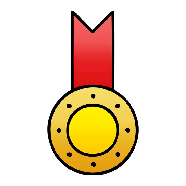 Gradiente sombreado desenho animado medalha de ouro — Vetor de Stock