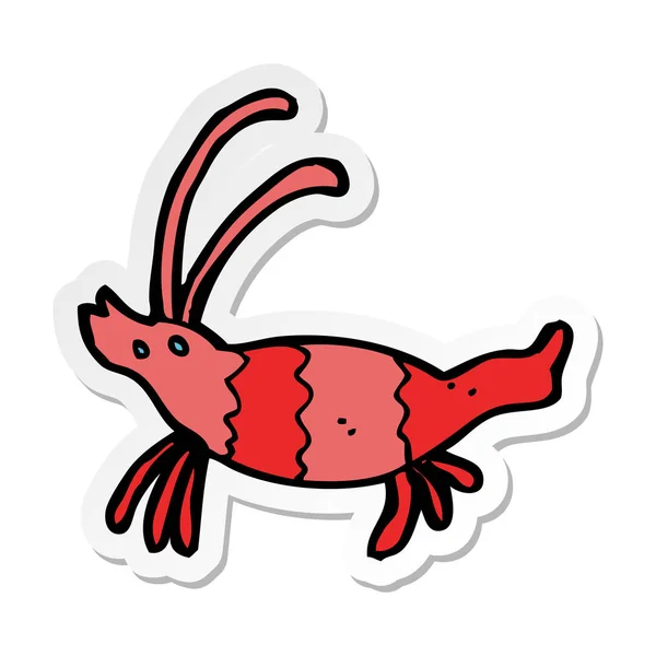 Sticker of a cartoon shrimp — Stock Vector