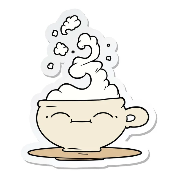 Pegatina Una Taza Café Caliente Dibujos Animados — Vector de stock