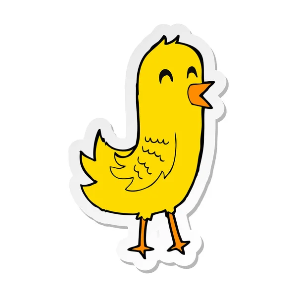 Sticker of a cartoon happy bird — Stock Vector