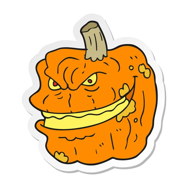 Sticker Cartoon Spooky Pumpkin — Stock Vector