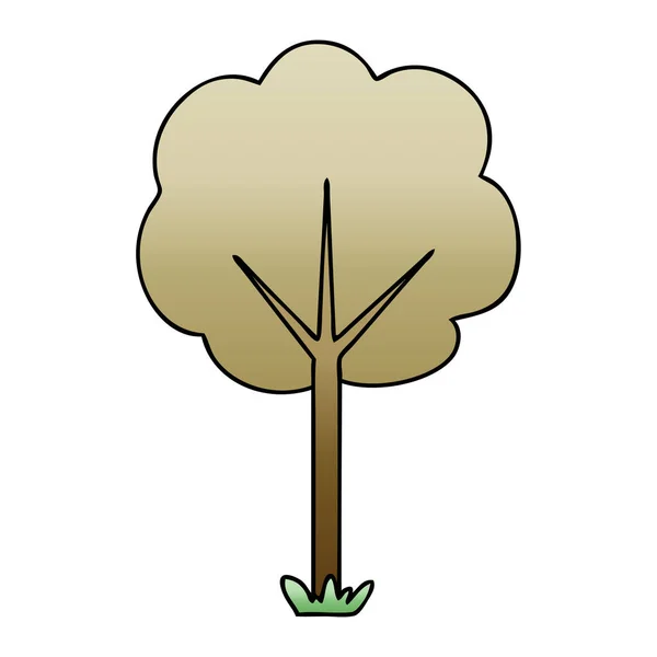 Peculiar gradiente sombreado árbol de dibujos animados — Vector de stock