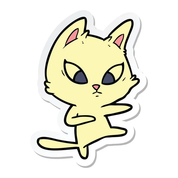 Pegatina Gato Dibujos Animados Confundido — Vector de stock