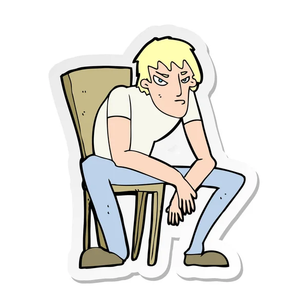 Sticker van een cartoon neerslachtig man — Stockvector