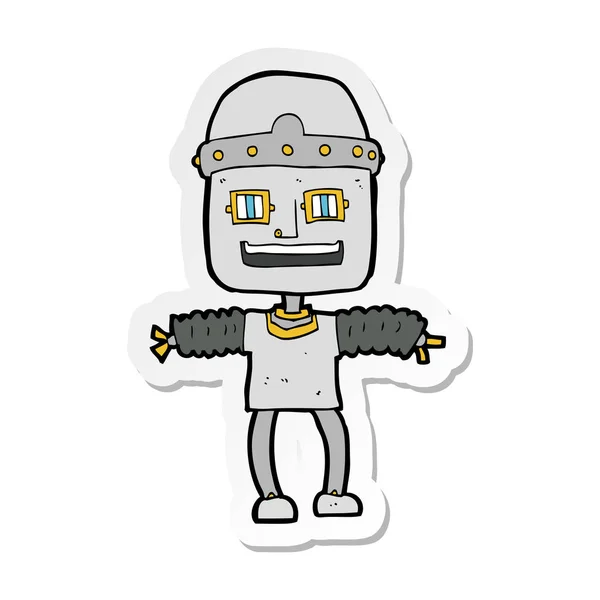 Sticker of a cartoon robot — Stock Vector