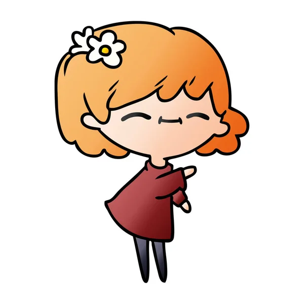 Gradiente cartone animato di carino kawaii ragazza — Vettoriale Stock