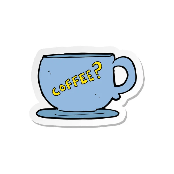Bir karikatür kahve kupa etiket — Stok Vektör