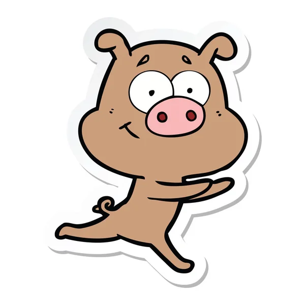 Pegatina Cerdo Dibujos Animados Feliz — Archivo Imágenes Vectoriales