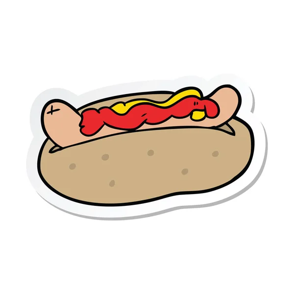 Autocollant d'un hot-dog dessin animé — Image vectorielle