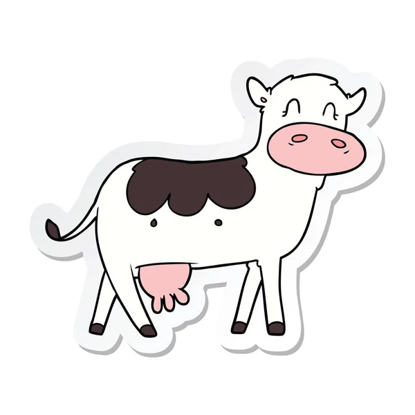 Sticker of a cartoon dairy cow — Stock Vector