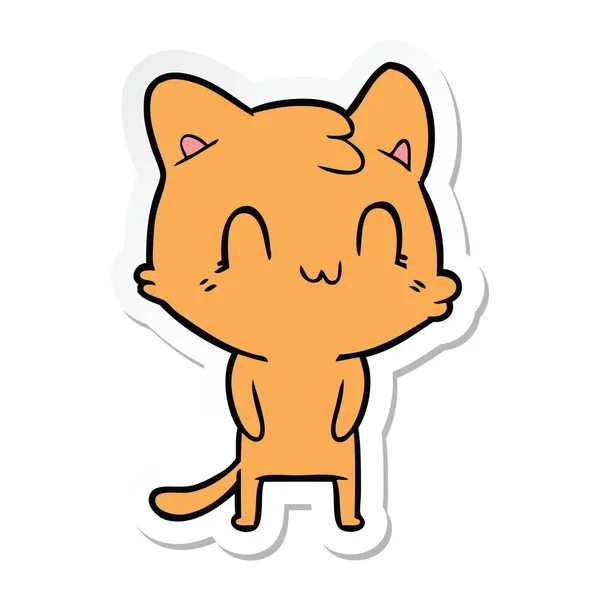 Sticker Cartoon Happy Cat — Stock Vector