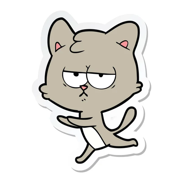 Autocollant d'un chat de dessin animé ennuyé — Image vectorielle