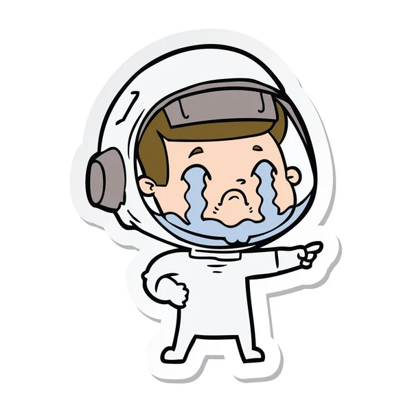 Pegatina Astronauta Llorando Dibujos Animados — Vector de stock