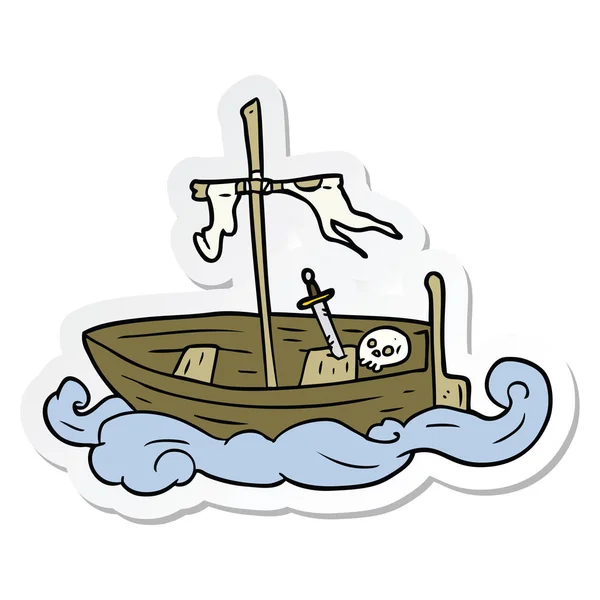 Sticker Cartoon Old Boat — Stock Vector