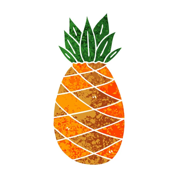 Egendomliga retro illustration stil tecknad ananas — Stock vektor