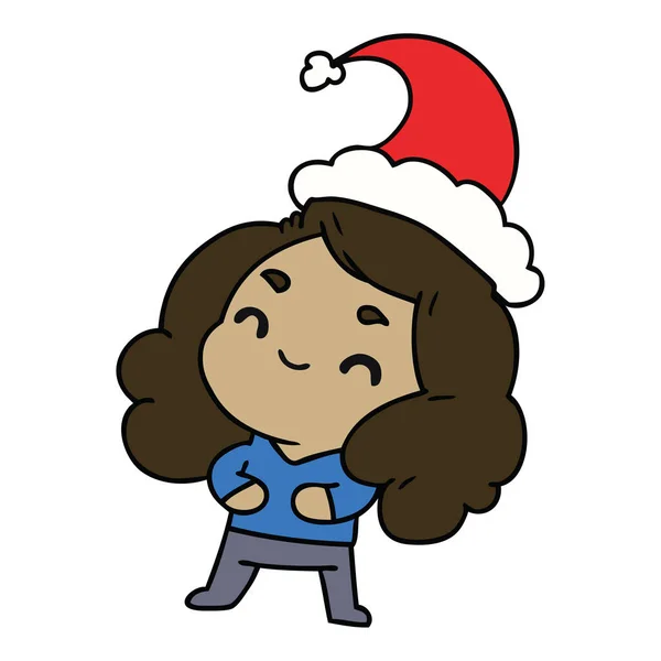 Dibujos animados de Navidad de chica kawaii — Vector de stock