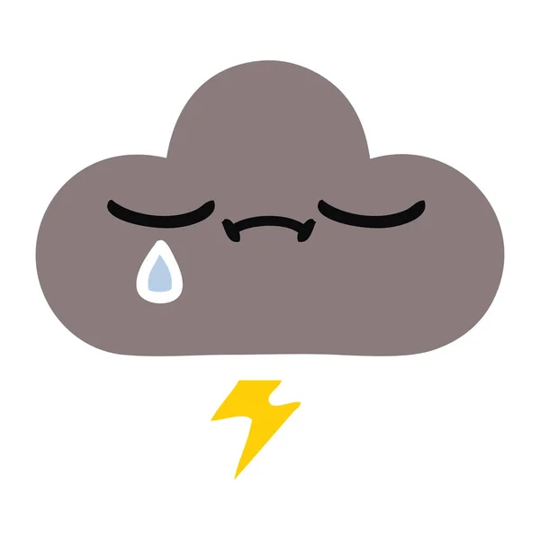 Platt Färg Retro Tecknade Storm Cloud — Stock vektor