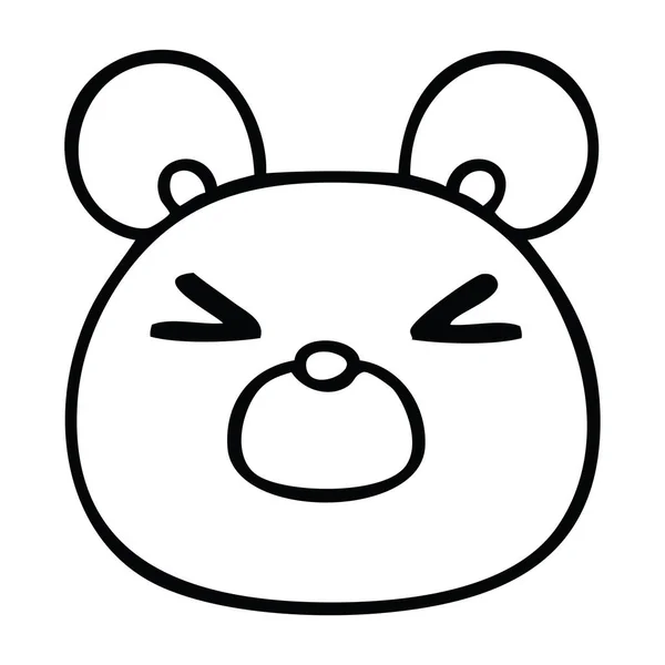 Eccentrico linea disegno cartone animato mouse faccia — Vettoriale Stock