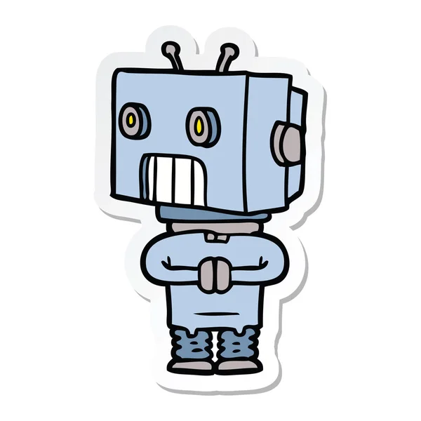 Bir Çizgi Film Robot Sticker — Stok Vektör