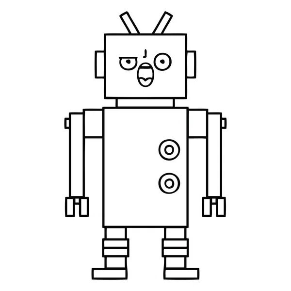 Dessin Trait Dessin Animé Robot Colère — Image vectorielle