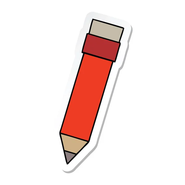 Etiqueta de um lápis de desenho animado desenhado à mão peculiar — Vetor de Stock