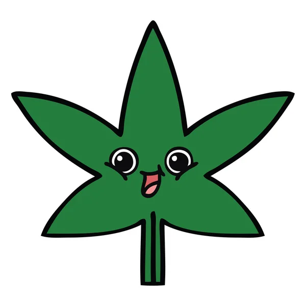 Bonito cartoon folha de maconha —  Vetores de Stock