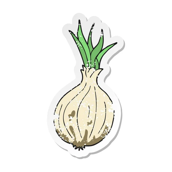 Retro distressed sticker of a cartoon onion — Stock Vector