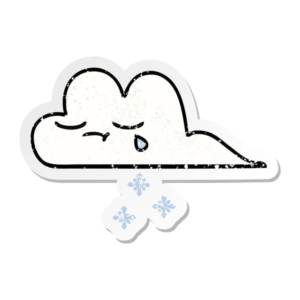 Autocollant de détresse d'un nuage de neige dessin animé mignon — Image vectorielle