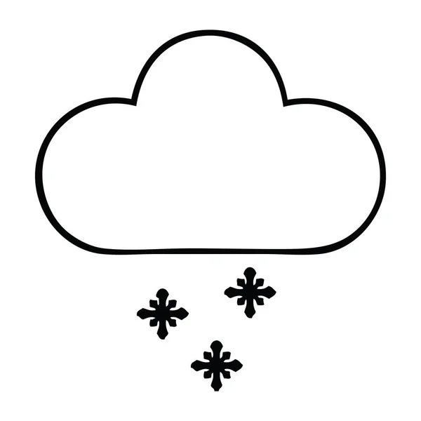 Dibujo Línea Dibujos Animados Una Nube Nieve Tormenta — Vector de stock