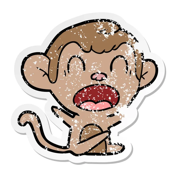 一个大喊大叫的卡通猴子的苦恼贴纸 — 图库矢量图片
