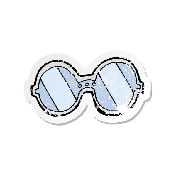 Ретро стресова наклейка мультяшних окулярів — стоковий вектор