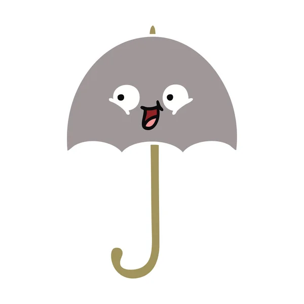 Parapluie de dessin animé rétro couleur plate — Image vectorielle