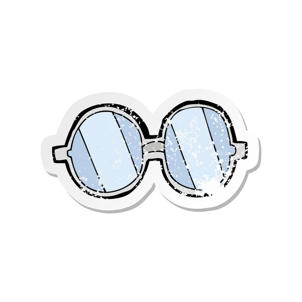 Retro Distressed Sticker Cartoon Glasses — Stock Vector