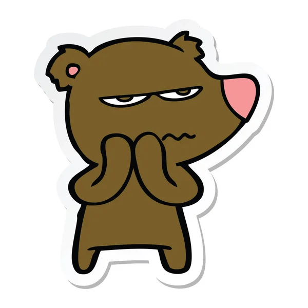 Sticker of a angry bear cartoon — Stock Vector