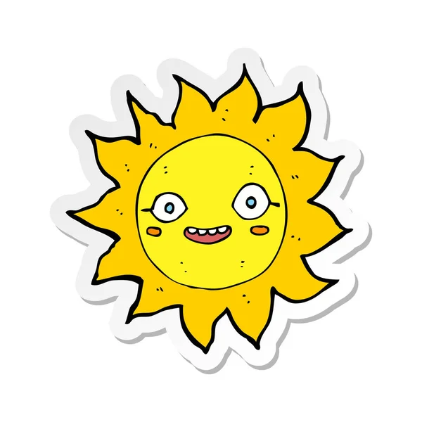 Klistermärke Tecknad Glad Sol — Stock vektor