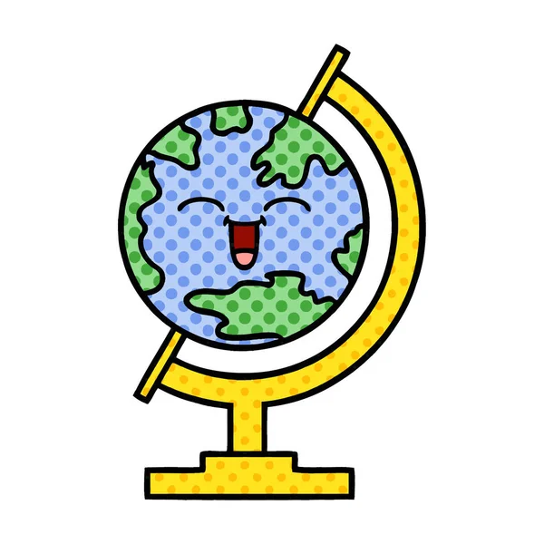 Cómic estilo de dibujos animados globo del mundo — Vector de stock