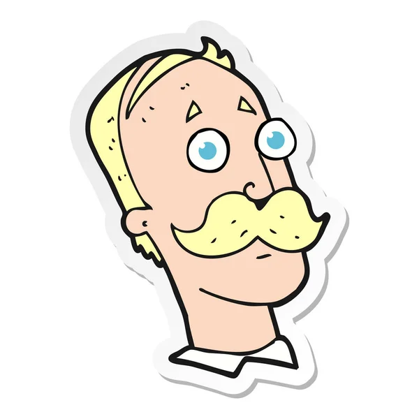 Sticker of a cartoon man with mustache — Stock Vector