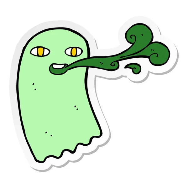 Pegatina de un divertido fantasma de dibujos animados — Vector de stock