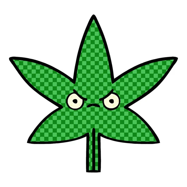 Serietidning stil tecknad marijuana blad — Stock vektor
