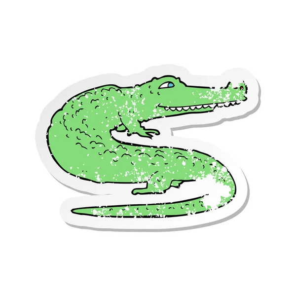 Retro distressed sticker of a cartoon crocodile — Stock Vector