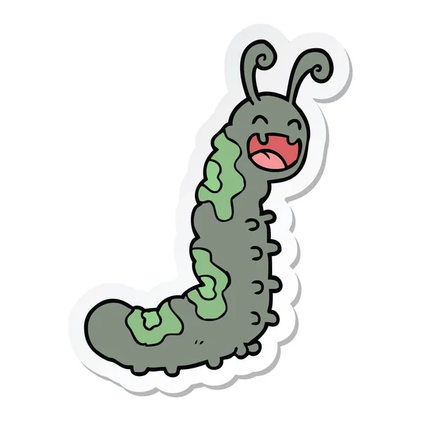 Sticker van een grappige cartoon-caterpillar — Stockvector