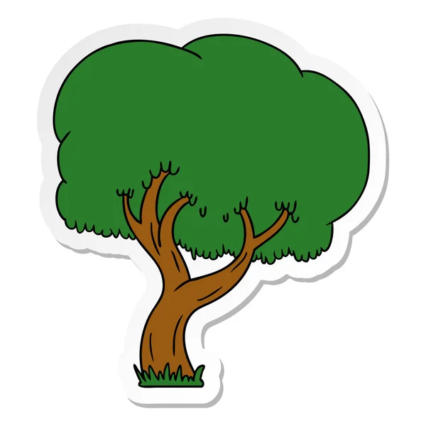 Etiqueta desenho animado doodle de uma árvore de verão —  Vetores de Stock