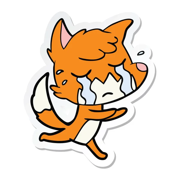 Sticker van een huilende fox cartoon — Stockvector