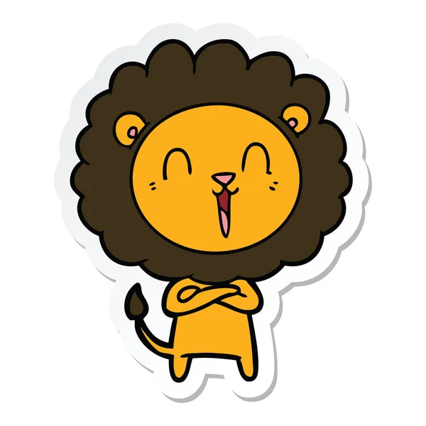 Наклейка смішного лева мультфільму — стоковий вектор