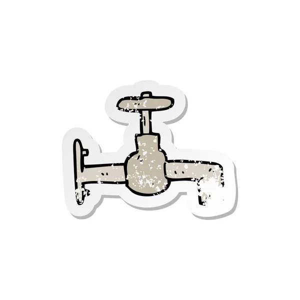 Retro Distressed Sticker Cartoon Faucet — Stock Vector