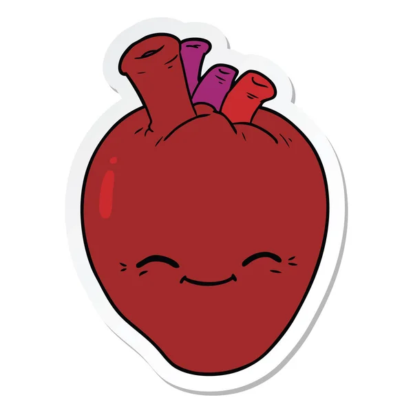 Pegatina de un corazón feliz de dibujos animados — Vector de stock