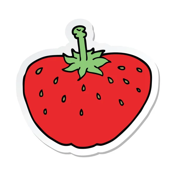 Sticker of a cartoon strawberry — Stock Vector