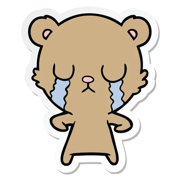 Etiqueta Urso Desenho Animado Chorando —  Vetores de Stock