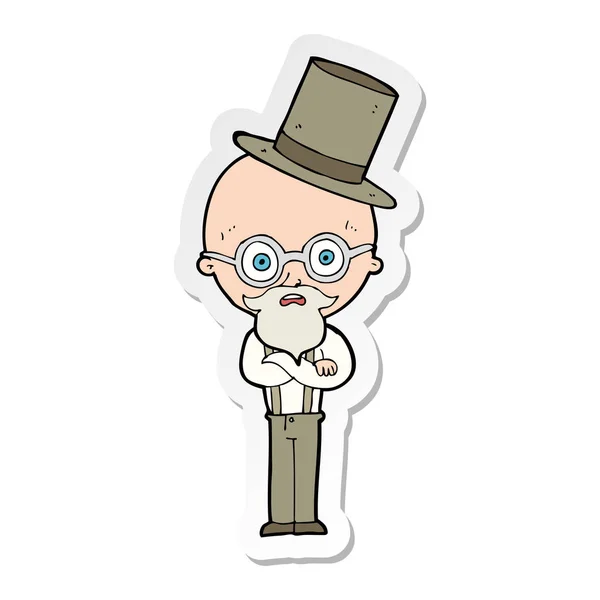 Sticker of a cartoon old man wearing top hat — Stock Vector